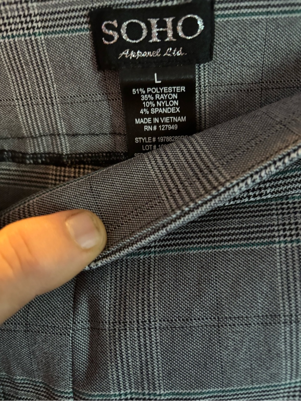 Soho Apparel womens Gray Glen Plaid ankle length pants